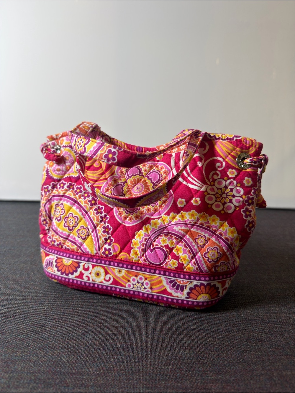 Vera Bradley Quilted Raspberry Fizz Retired Bag Pink Orange Paisley Handbag